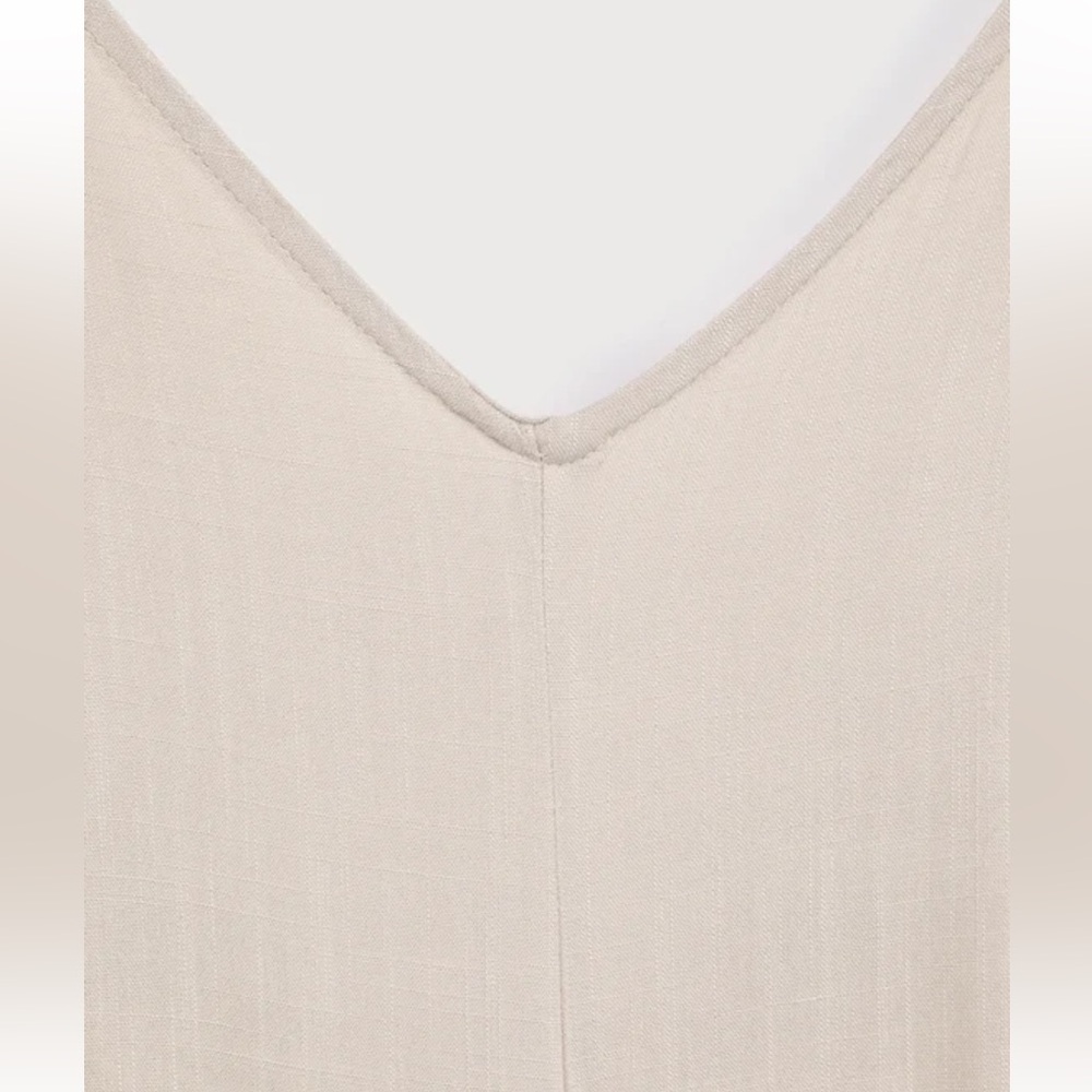 NWT Heatwave Beige Wide-Leg Swim Cover-Up Jumpsuit Size L open back v neck - Picture 11 of 14